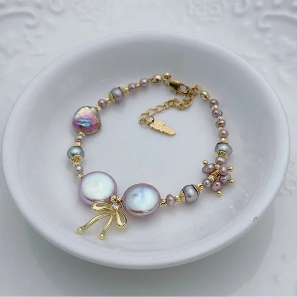 B98 Handmade Freshwater Baroque Pearl Bracelet Necklace 2in1
